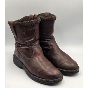 Ariat Barnyard Women's 7.5 B Brown Leather Faux Fur Lined Side Zip Boots 20922